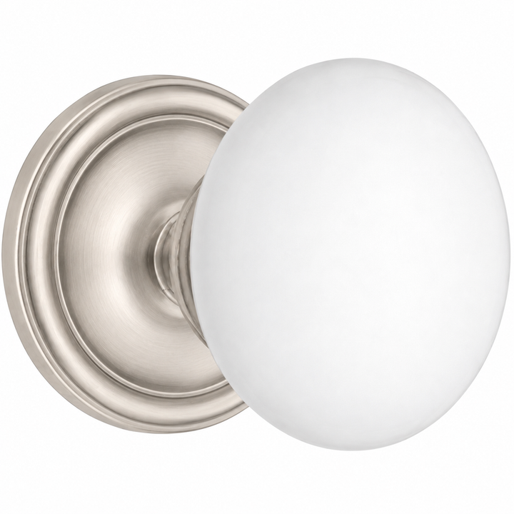 Traditional™ Rosette Door Set with White Porcelain Door Knobs (Several Finishes Available)