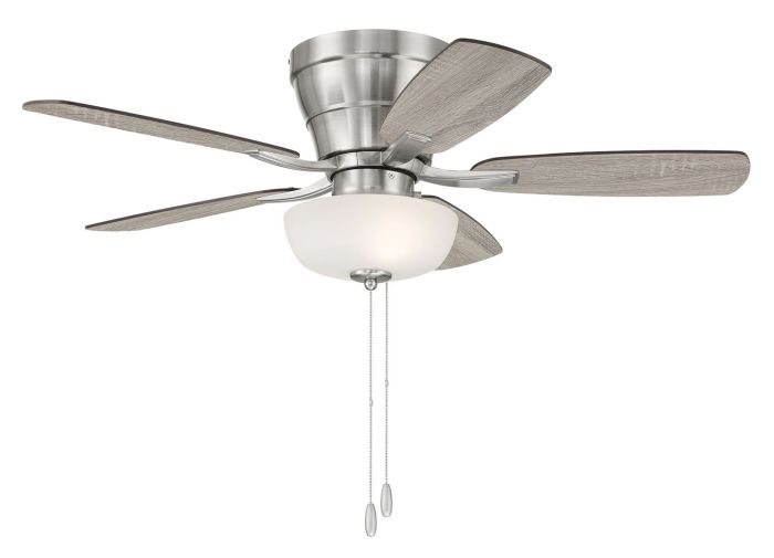 ##Antique Hardware## 42" Wheeler 2-Light Bowl in Brushed Polished Nickel w/ Driftwood/Walnut Blades