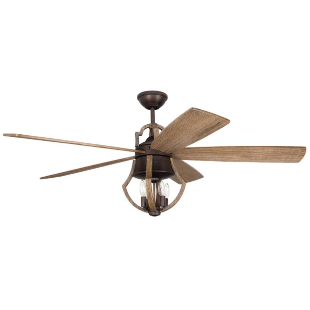 56" Winton in Aged Bronze Brushed w/ Weathered Pine Blades