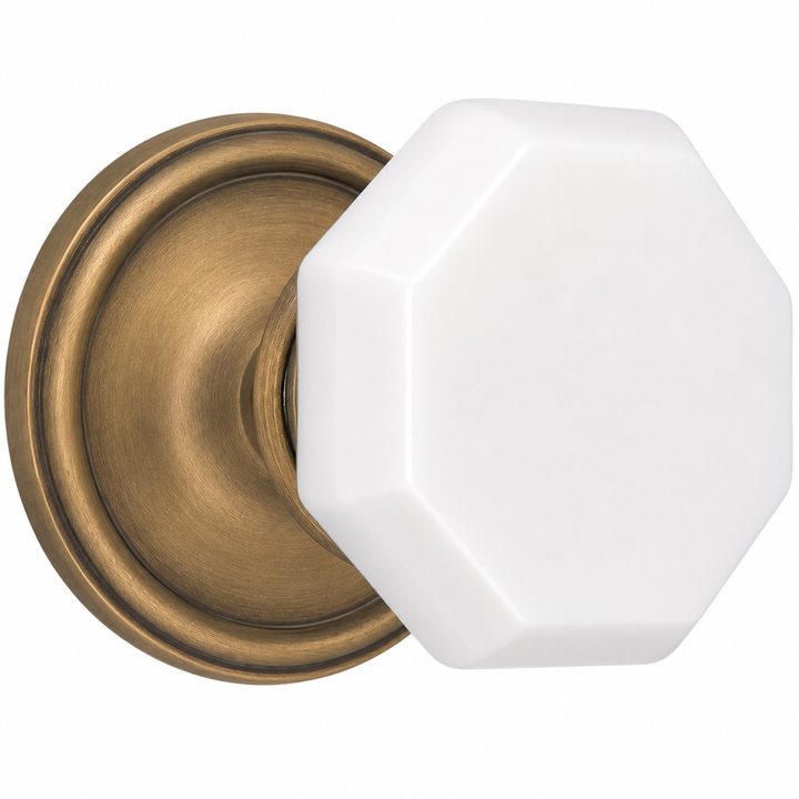 Traditional™ Rosette Door Set with Octagon Milk Glass Door Knobs (Several Finishes Availabe)