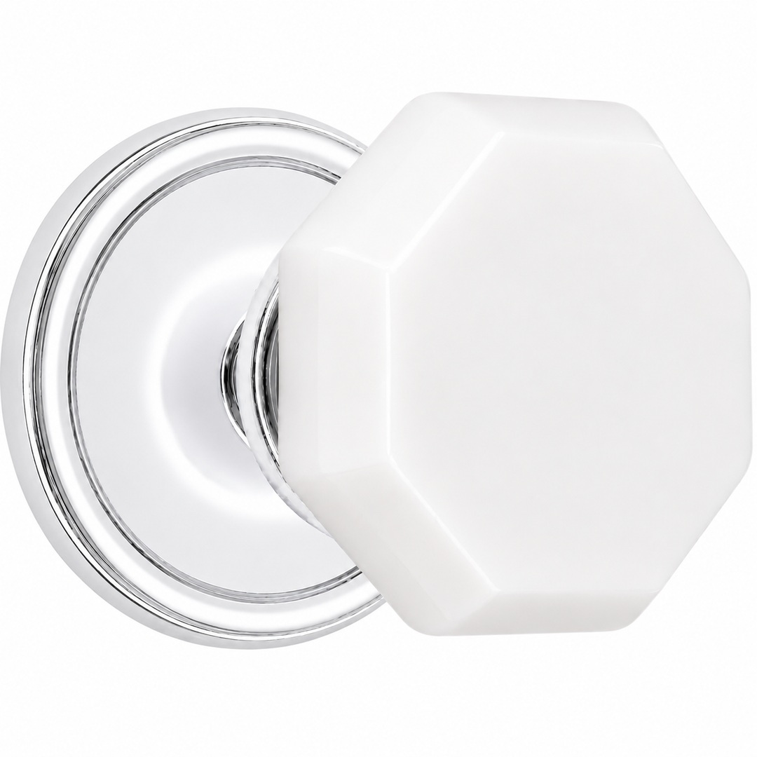 Traditional™ Rosette Door Set with Octagon Milk Glass Door Knobs (Several Finishes Availabe)