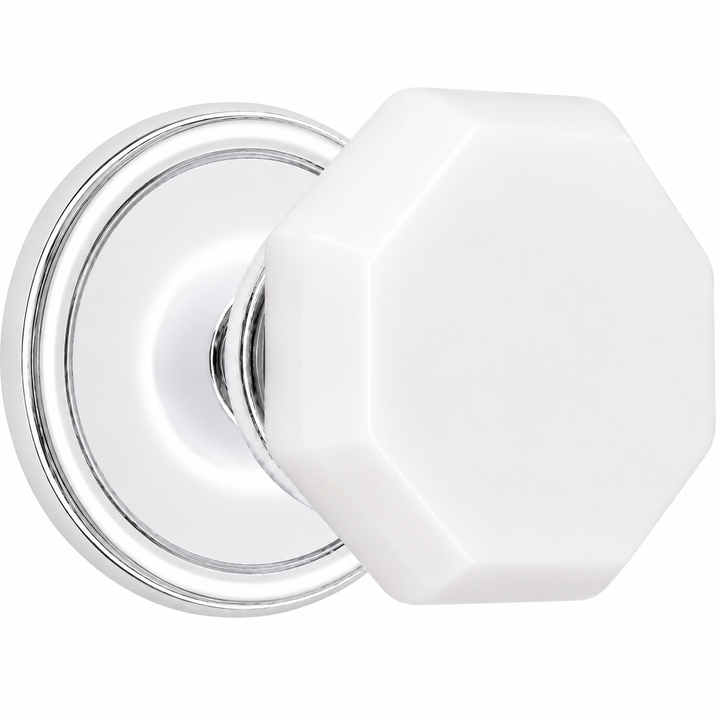 Traditional™ Rosette Door Set with Octagon Milk Glass Door Knobs (Several Finishes Availabe)