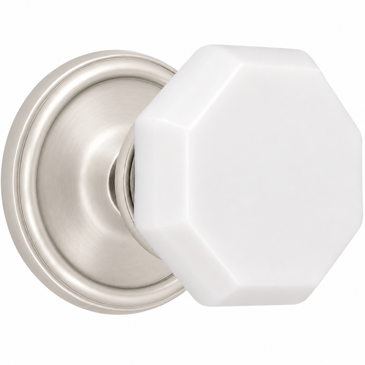 Traditional™ Rosette Door Set with Octagon Milk Glass Door Knobs (Several Finishes Availabe)