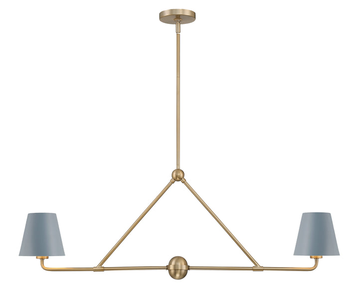 ##Antique Hardware## Xavier 2 Light Vibrant Gold + Blue Chandelier
