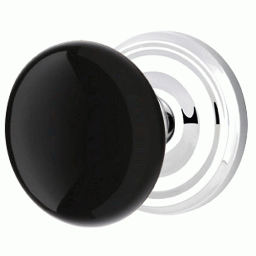 ##Antique Hardware## Black Porcelain Ebony Door Knob Set With Regular Rosette (Several Finish Options)