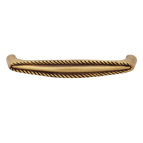 ##Antique Hardware## 4 Inch Overall (3 3/4 Inch c-c) Solid Brass Georgian Roped Style Pull