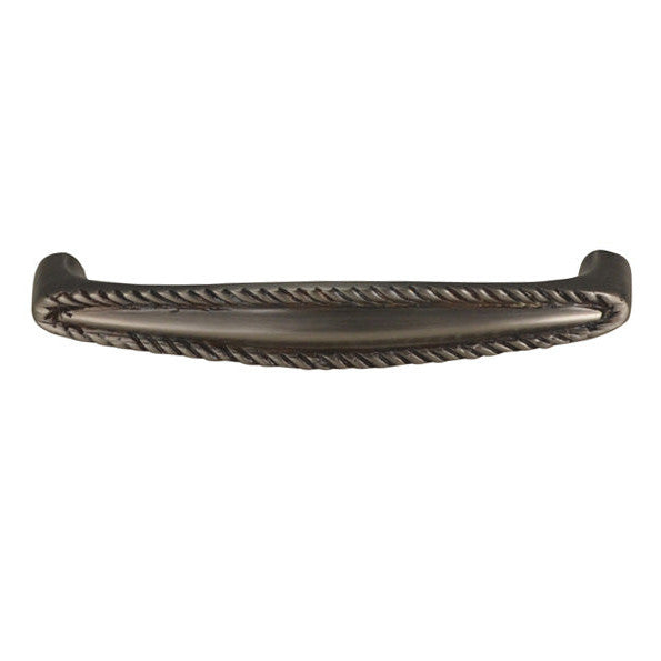 ##Antique Hardware## 4 Inch Overall (3 3/4 Inch c-c) Solid Brass Georgian Roped Style Pull