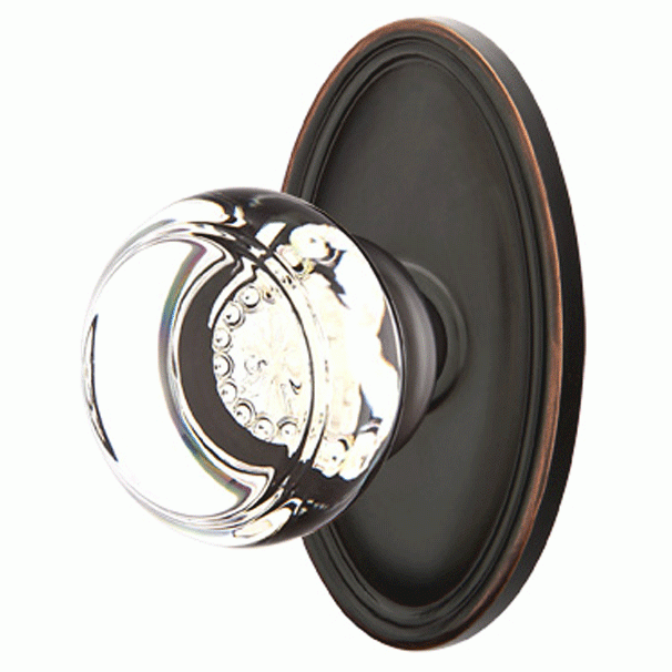 ##Antique Hardware## Emtek Crystal Georgetown Door Knob Set With Oval Rosette (Several Finishes Available)