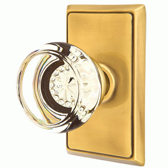 ##Antique Hardware## Crystal Door Hardware - Georgetown Privacy Door Knob with Rectangular Rose in Flat Black - 8221GTUS19 - Emtek Hardware