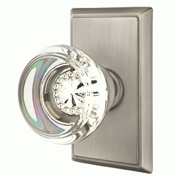 ##Antique Hardware## Crystal Georgetown Door Knob Set With Rectangular Rosette (Several Finish Options)