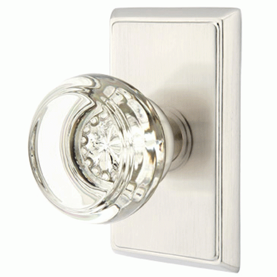 ##Antique Hardware## Crystal Door Hardware - Georgetown Privacy Door Knob with Rectangular Rose in Flat Black - 8221GTUS19 - Emtek Hardware