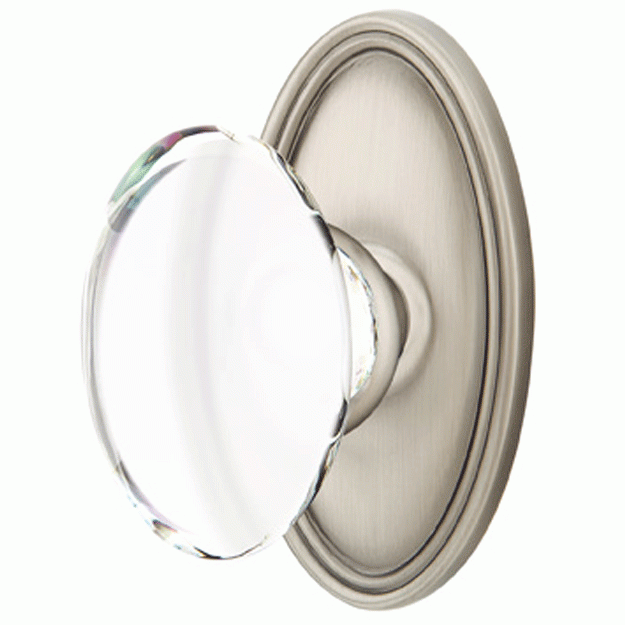 ##Antique Hardware## Crystal Hampton Door Knob Set With Oval Rosette (Several Finish Options)