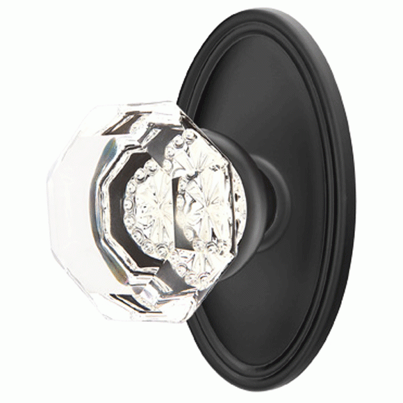 ##Antique Hardware## Emtek Crystal Old Town Clear Door Knob Set With Oval Rosette (Several Finish Options)