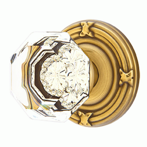 ##Antique Hardware## Emtek Crystal Old Town Clear Door Knob Set With Ribbon & Reed Rosette (Several Finish Options)