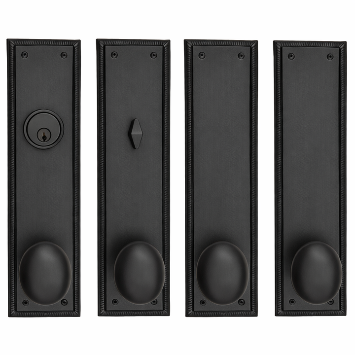 ##Antique Hardware## Georgian Roped Rectangular Double Door Deadbolt Entryway Set (Several Knob & Finish Options Available)