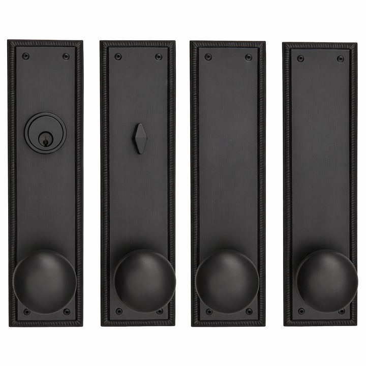 ##Antique Hardware## Georgian Roped Rectangular Double Door Deadbolt Entryway Set (Several Knob & Finish Options Available)