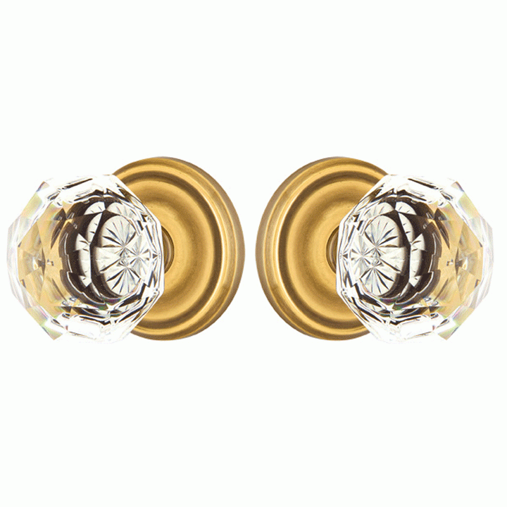 ##Antique Hardware## Diamond Crystal Door Knob Set With Regular Rosette (Several Finish Options)
