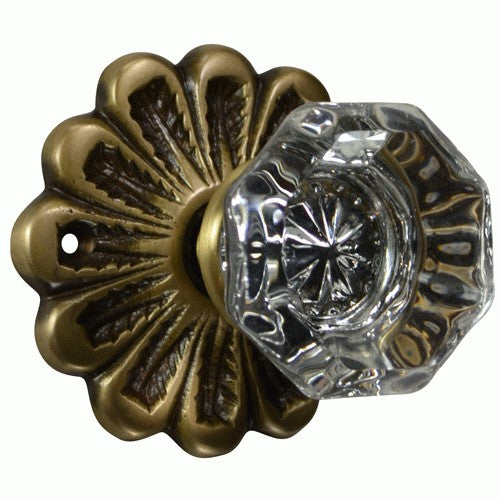 Traditional™ Maltesia Flower Rosette Door Set with Crystal Octagon Door Knobs (Several Finishes Available)