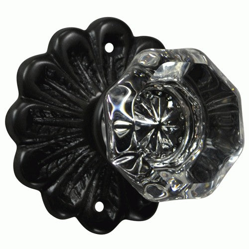 Traditional™ Maltesia Flower Rosette Door Set with Crystal Octagon Door Knobs (Several Finishes Available)