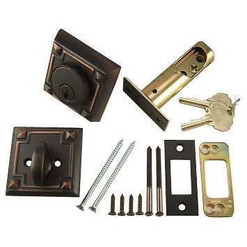 ##Antique Hardware## Arts and Crafts Style Deadbolt