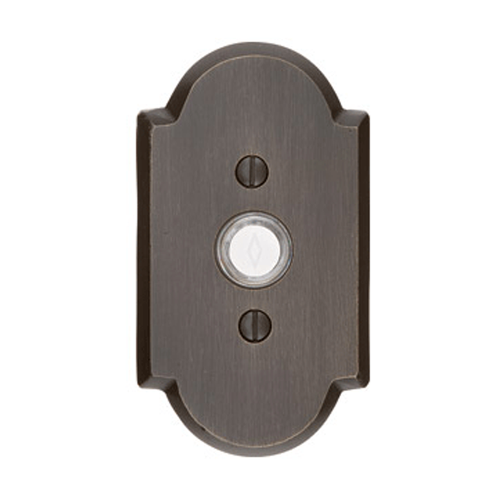 ##Antique Hardware## 4 1/2 Inch Sandcast Bronze Doorbell Button with Arched Rosette (Several Finishes Available)