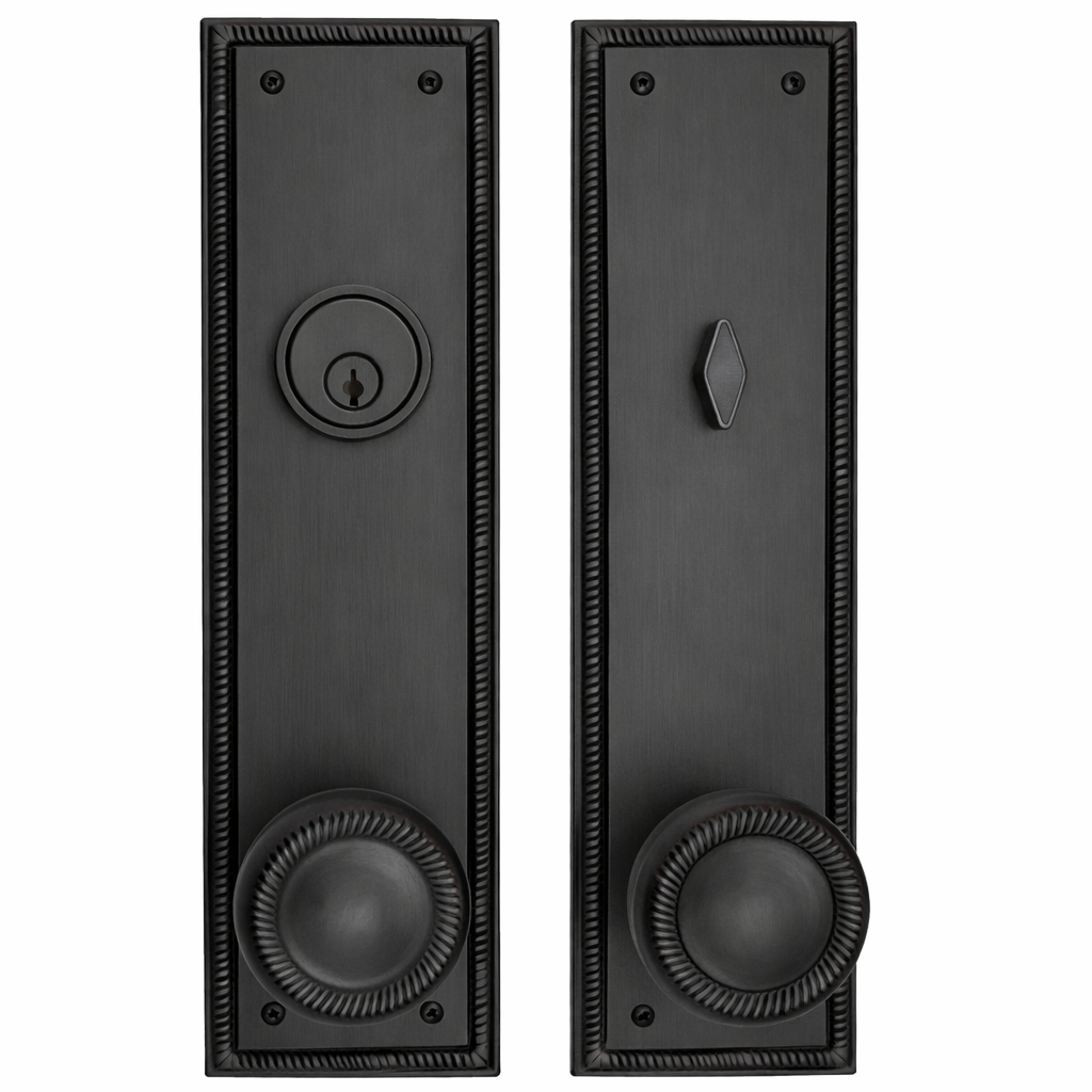##Antique Hardware## Georgian Roped Rectangular Style Single Door Entryway Set (Several Knob & Finish Options Available)