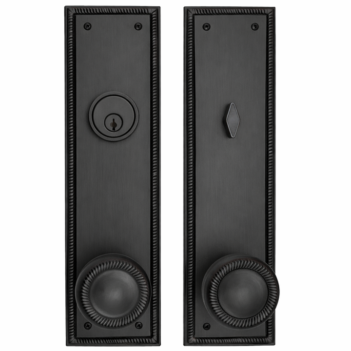 ##Antique Hardware## Georgian Roped Rectangular Style Single Door Entryway Set (Several Knob & Finish Options Available)