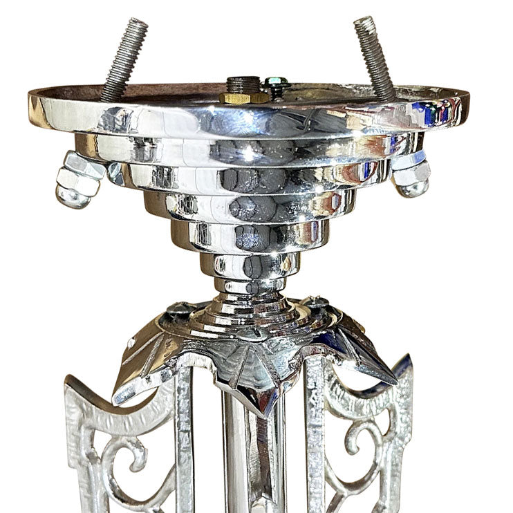 Antique Hardware 17 Inch Classic Art Deco Close Ceiling Light with Deco Green Glass (Polished Chrome Finish) ART DECO LIGHTING