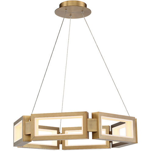 ##Antique Hardware## Mies LED 26 inch Aged Brass Chandelier Ceiling Light 29in