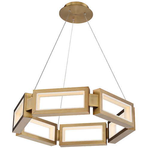 ##Antique Hardware## Mies LED 26 inch Aged Brass Chandelier Ceiling Light 29in