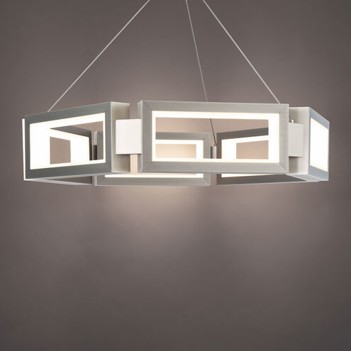##Antique Hardware## Mies 6 Light 24 inch Brushed Nickel Chandelier Ceiling Light