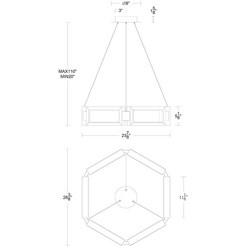 ##Antique Hardware## Mies 6 Light 24 inch Brushed Nickel Chandelier Ceiling Light