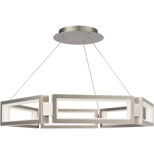 ##Antique Hardware## Mies LED Aged Brass Chandelier Ceiling Light 35in