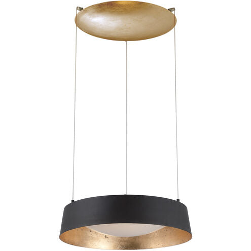 ##Antique Hardware## Gilt LED 18 inch Black Gold Leaf Chandelier Ceiling Light in Opulent Textured Gold Leaf Aluminum