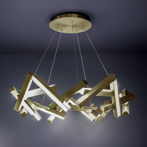 ##Antique Hardware## Chaos LED Aged Brass Chandelier Ceiling Light in 21, 34in