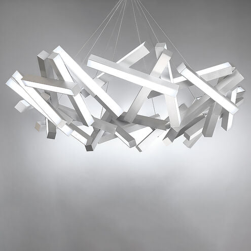 ##Antique Hardware## Chaos LED 61 inch Brushed Aluminum Chandelier Ceiling Light in 31