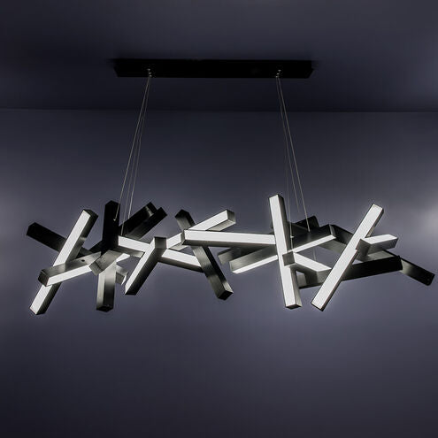 ##Antique Hardware## Chaos LED 72 inch Black Chandelier Ceiling Light in 19