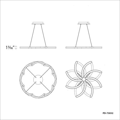 ##Antique Hardware## Bloom LED 32 inch Black Chandelier Ceiling Light