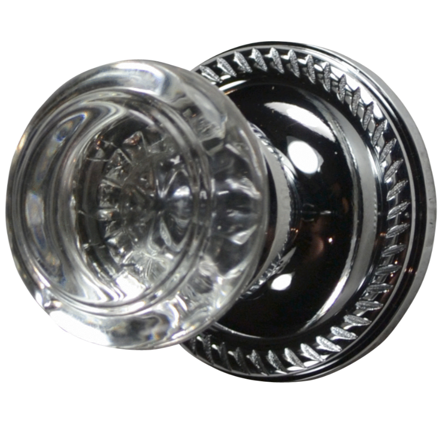 ##Antique Hardware## Georgian Roped Rosette Door Set with Round Crystal Door Knobs (Several Finishes Available)