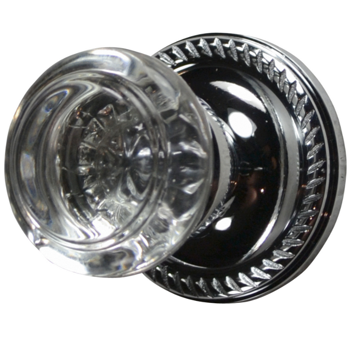 ##Antique Hardware## Georgian Roped Rosette Door Set with Round Crystal Door Knobs (Several Finishes Available)