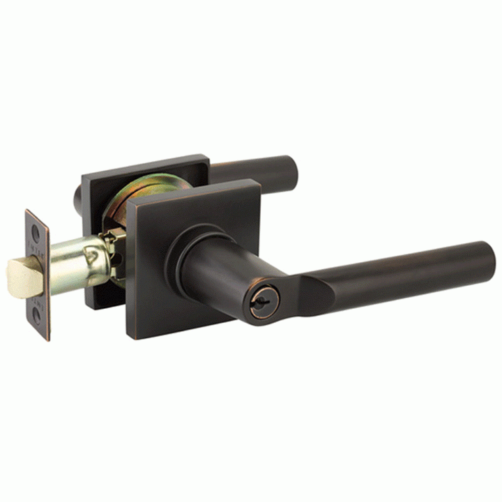 ##Antique Hardware## Emtek Solid Brass Luzern Key In Door Lever with Square Rosette