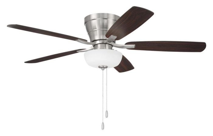 ##Antique Hardware## 52" Wheeler 2-Light Bowl in Brushed Polished Nickel w/ Driftwood/Walnut Blades