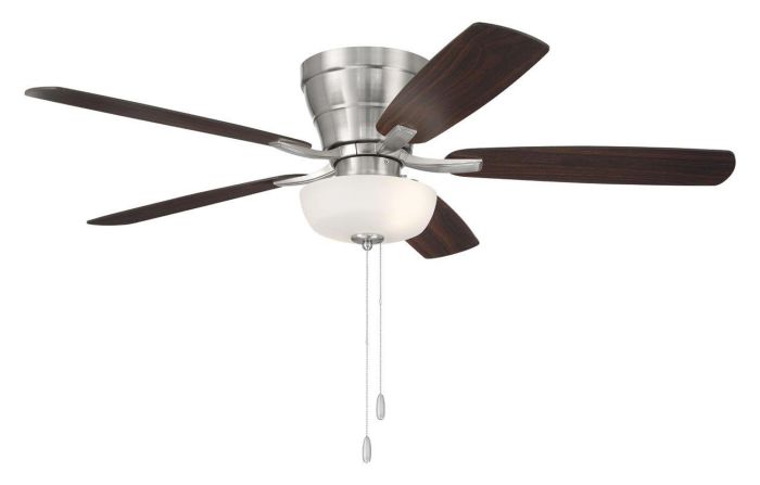 ##Antique Hardware## 52" Wheeler 2-Light Bowl in Brushed Polished Nickel w/ Driftwood/Walnut Blades