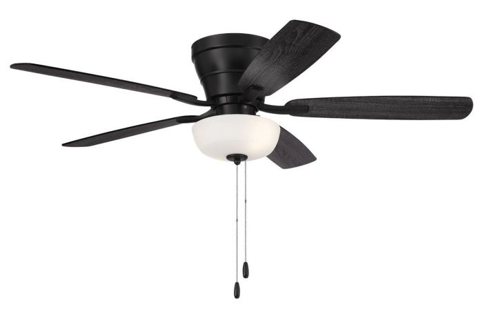 ##Antique Hardware## 52" Wheeler 2-Light Bowl in Flat Black w/ Flat Black/Greywood Blades