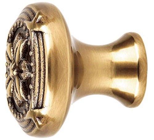 Antique Hardware Emtek 1 3/4 Inch Solid Brass Ribbon & Reed Cabinet & Furniture Knob CABINET KNOB