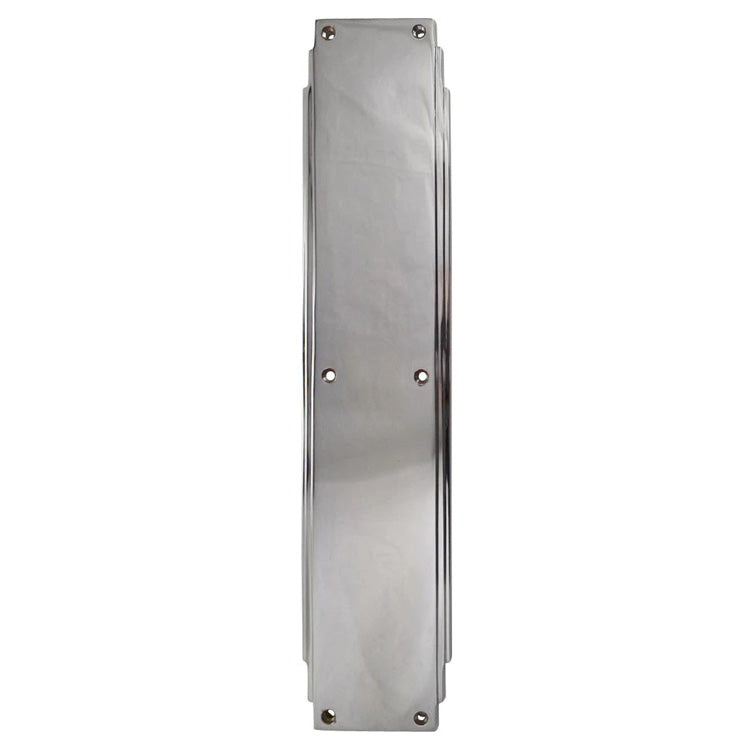 ##Antique Hardware## 14 Inch Solid Brass Art Deco Skyscraper Push Plate