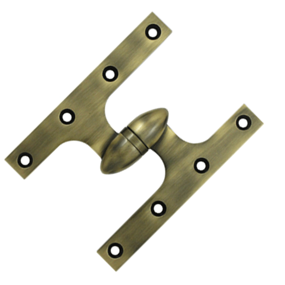 Antique Hardware 6 Inch x 4 1/2 Inch Solid Brass Olive Knuckle Hinge HINGE