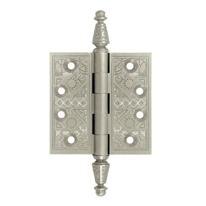Antique Hardware 3 1/2 X 3 1/2 Inch Solid Brass Ornate Finial Style Hinge HINGE