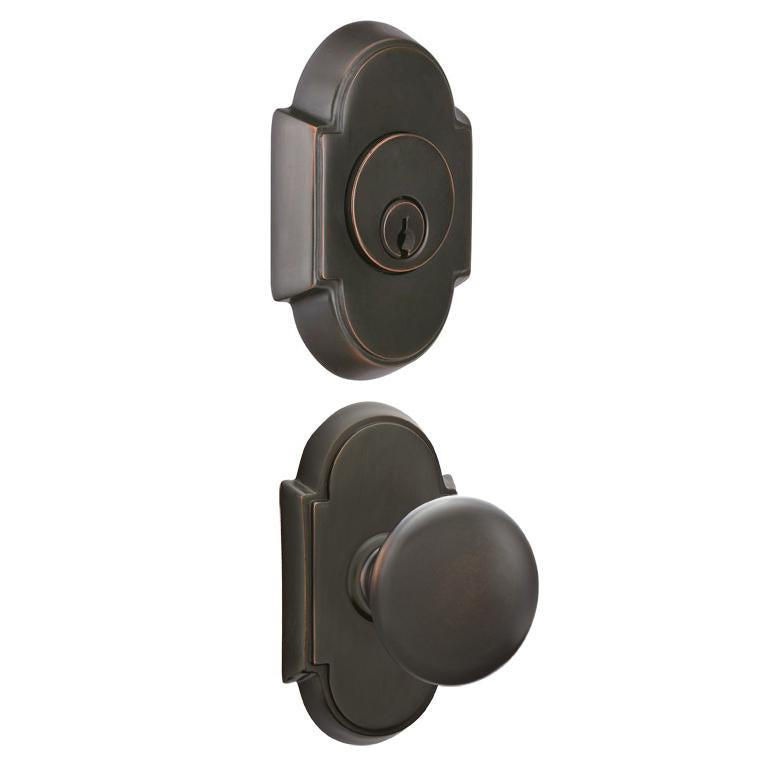 ##Antique Hardware## Arched Back Plate Entryway Set with Round Brass Knob (Several Finishes Available)