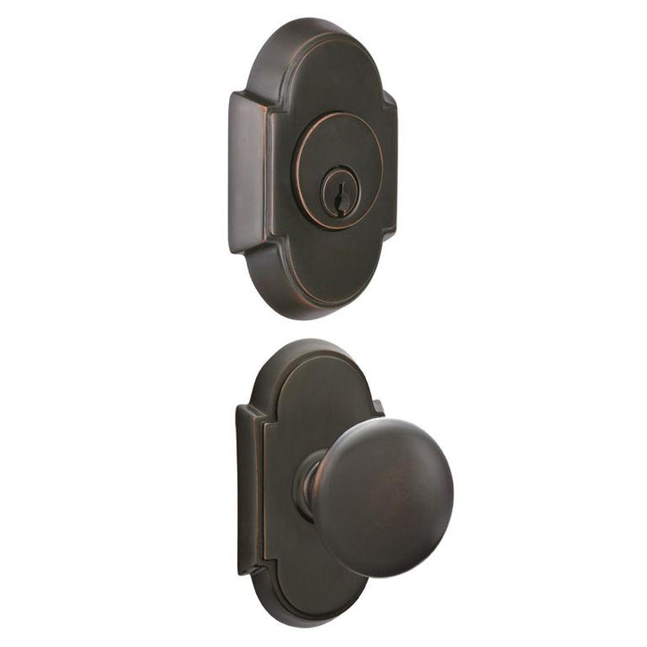 ##Antique Hardware## Arched Back Plate Entryway Set with Round Brass Knob (Several Finishes Available)